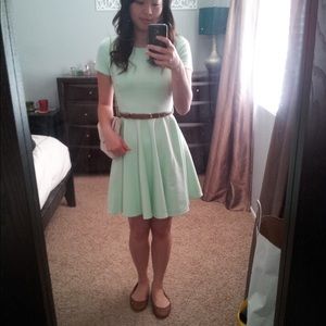 Adorable mint green circle skirt dress